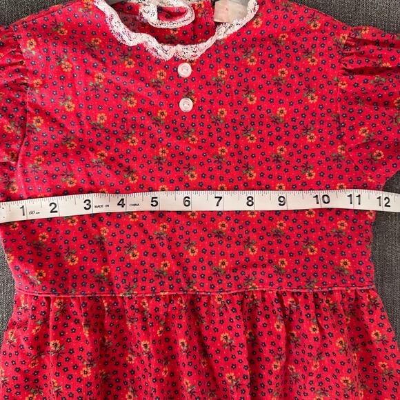 Petite Frocks Group Vintage Strawberry Shortcake Red Floral Dress 1980- No Apron - Picture 4 of 6